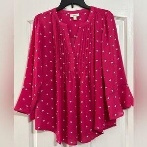 Style & Co. Pink Heart Print Blouse
